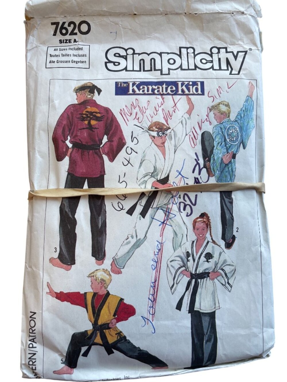 Vintage 80s Simplicity 7620 Sewing Pattern Size A The Karate Kid Kimono Belt CUT